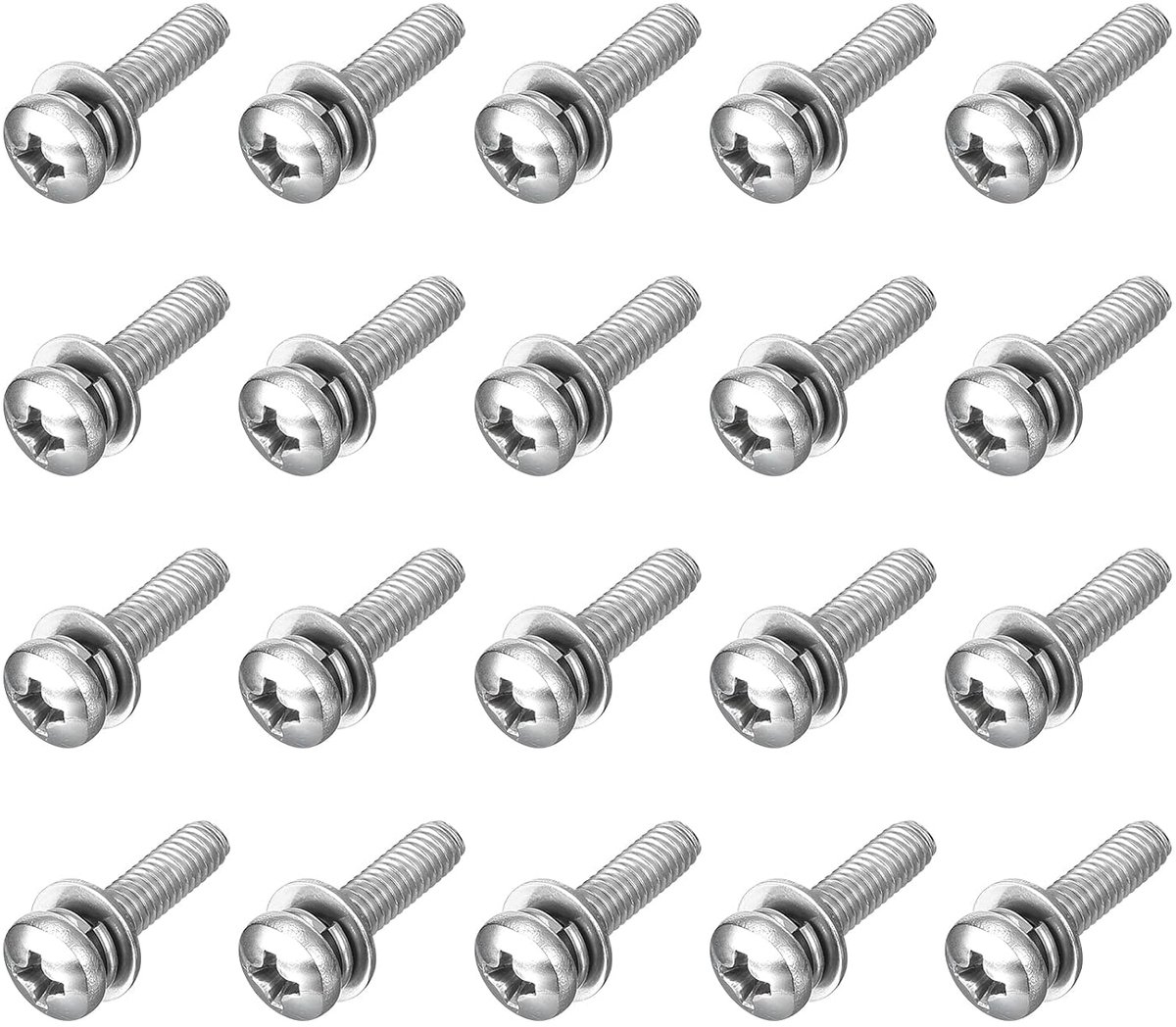 M4 x 16 mm 304 roestvrij staal Phillips Pan Head machineschroeven bouten gecombineerd met veerring en sluitringen 20 stuks