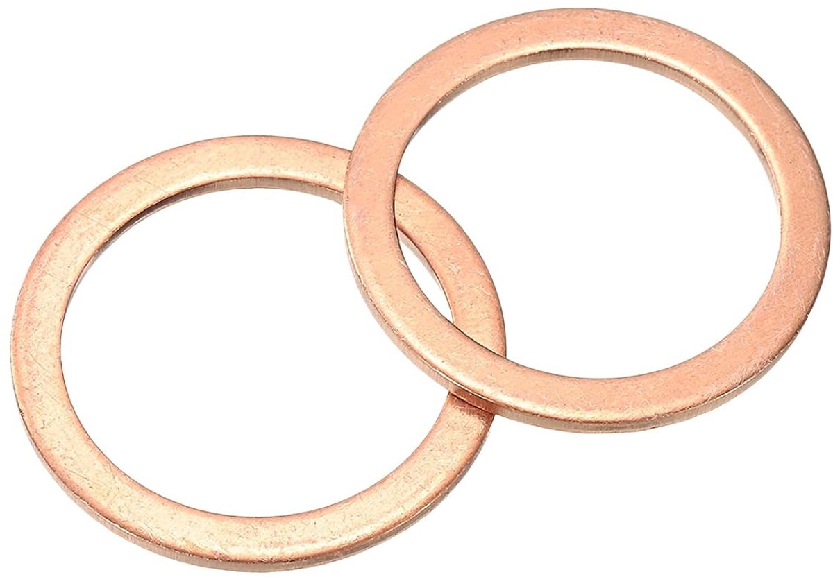 M22 sluitring, 12 stuks koperen ringsluitringen, 28 mm OD 1,5 mm dik, metalen afdichtring voor schroeven, bouten, moeren