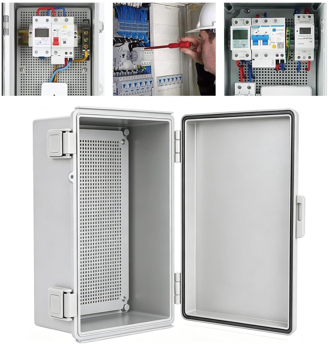 Verdeeldoos, opbouw, aansluitdoos, waterdicht IP66, schakelkast voor buiten, met wandmontageaccessoires (300 x 200 x 160)
