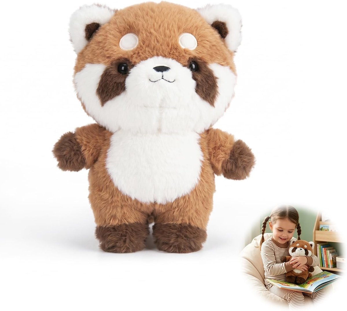 Wasbeer knuffeldier rode panda knuffeldier wasbeer pluche dier schattig knuffeldier zacht knuffeldier om te knuffelen en te spelen, kinderen en verzamelaars