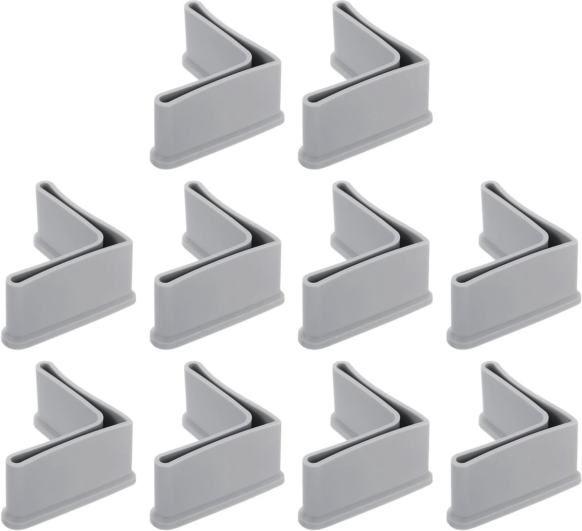 10 stuks voetkappen in L-vorm, 2 x 50 mm beenbeschermers voor meubels, hoekkappen van ijzer voor meubels van PVC in L-vorm, grijs