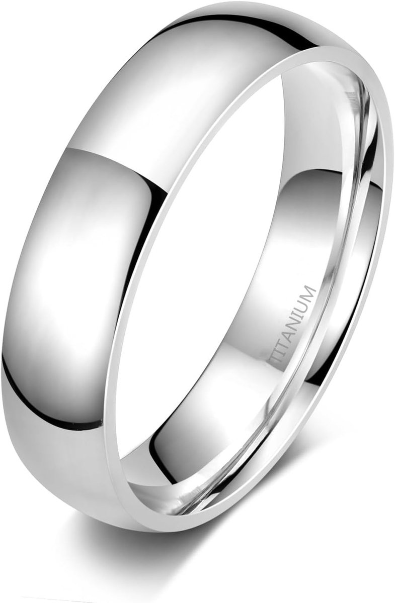 Ring voor dames en heren, 2 mm, 4 mm, 6 mm, gepolijst titanium, smalle ring, verlovingsring, trouwring