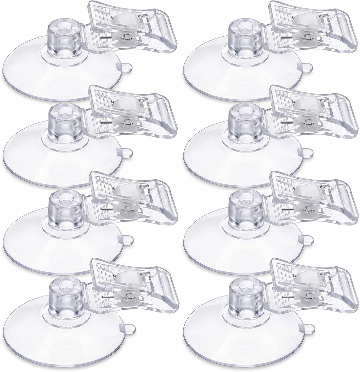 8 stuks zuignapclips, transparant, 4,5 x 1,5 cm, zuignaphaken met klemmen voor aquaria, ramen, badkamer, koelkasten, keuken, supermarkten, glazen wand (transparant)