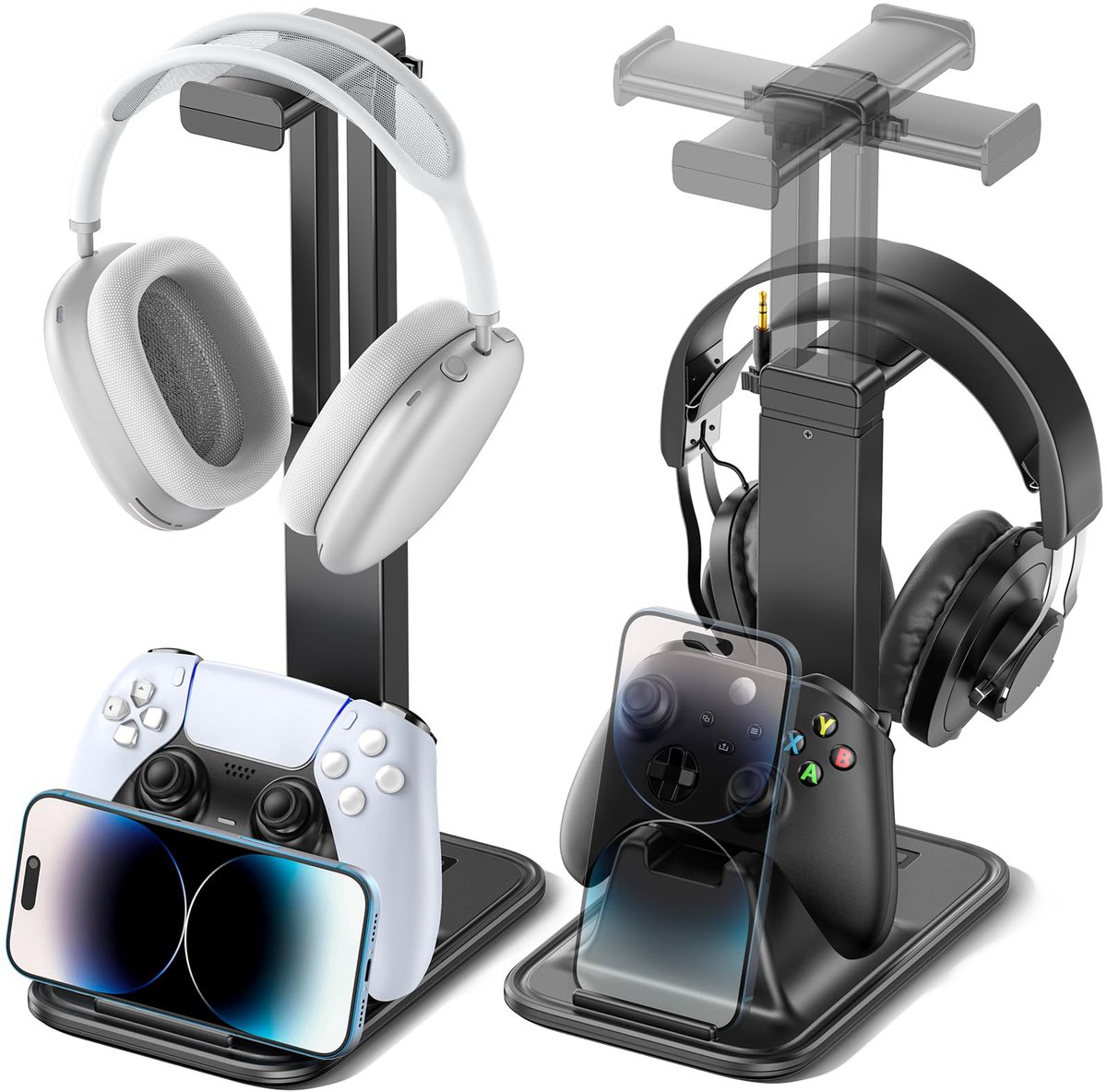 Hoofdtelefoonstandaard in hoogte verstelbaar - Gaming-hoofdtelefoonhouder met telefoonhouder - SnelShoppen