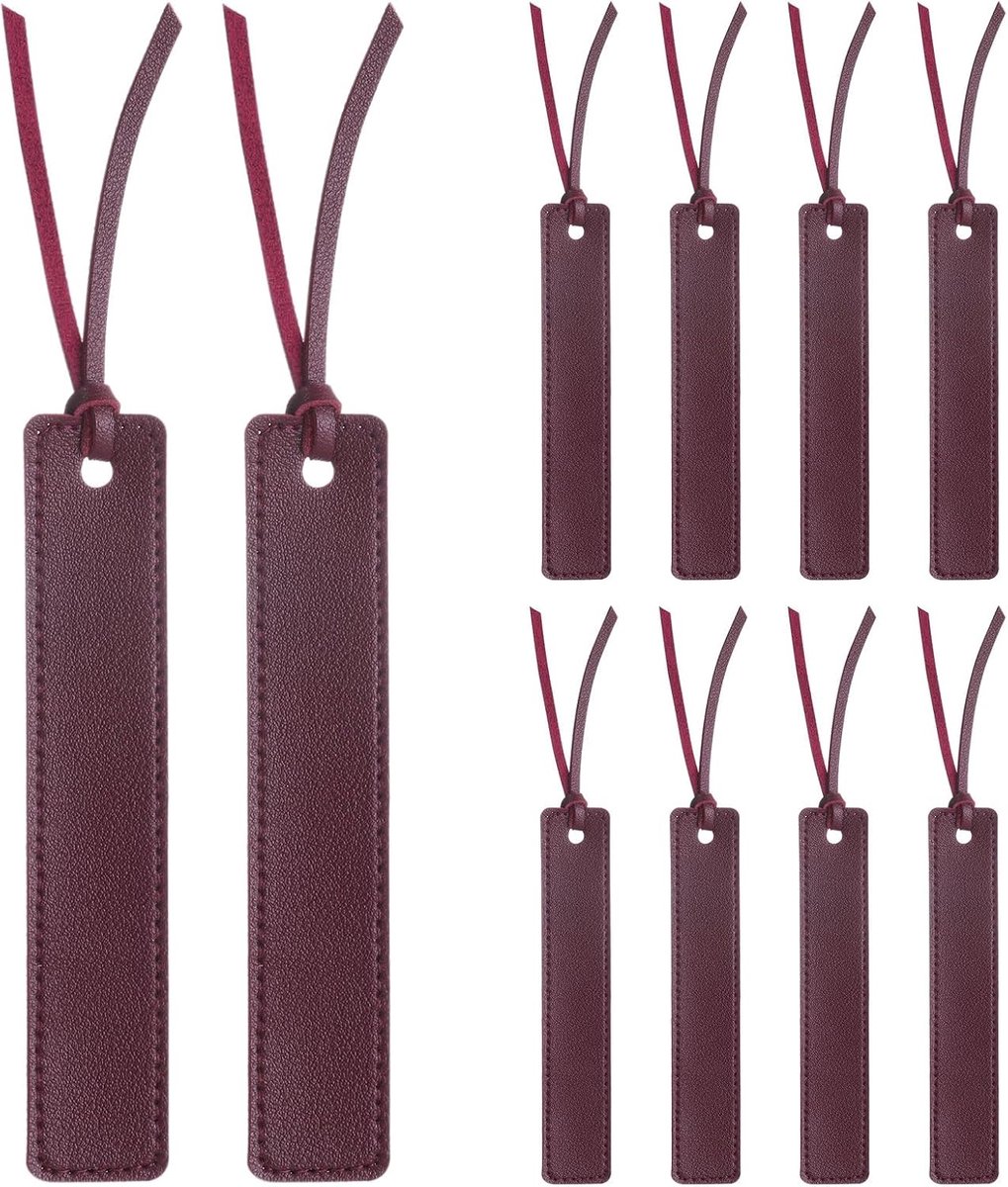 10 stuks leren bladwijzers, gepersonaliseerde handgemaakte bladwijzers met leren touw voor boekenliefhebbers, lezers, schrijvers, accessoires voor mannen en vrouwen, rood