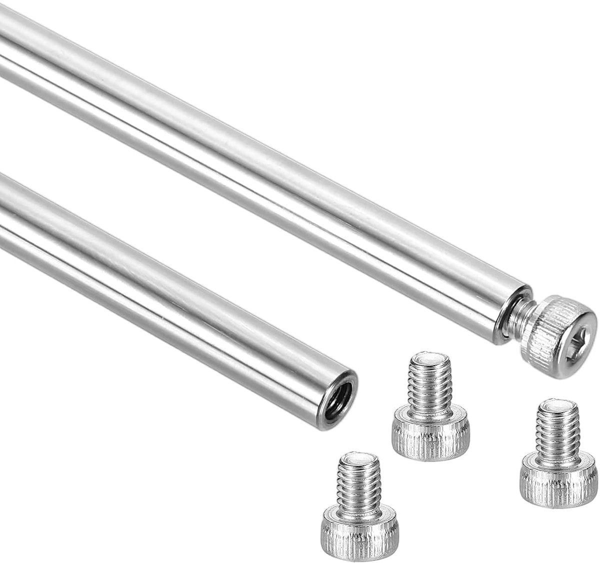 2 lineaire geleidingsstangen, 6 x 100 mm, verchroomd gehard staal, met centrale boring en 4 schroeven, binnendiameter 4 mm, voor 3D-printers, CNC-machine