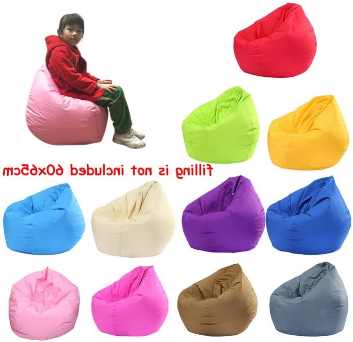 Zitzakhoes - Lounger Seat - Ontspannen Zitten - Waterdicht Oxford Doek - 60 X 65cm - Roze