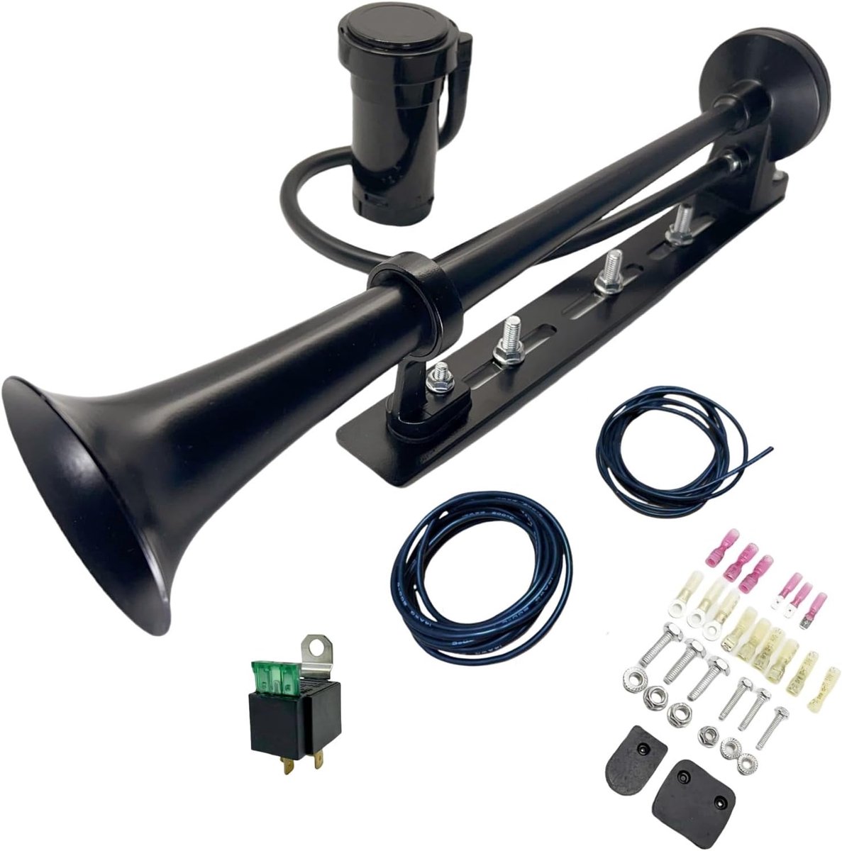 Hoorn Truck Hoorn Luid Speaker Innovatief ontwerp en Verstelbare installatie Scheepshoorn 150db Chrome Zink Enkele Trompet Zwarte Luchthoorn met luchtpomp voor 12V Auto Truck Boot