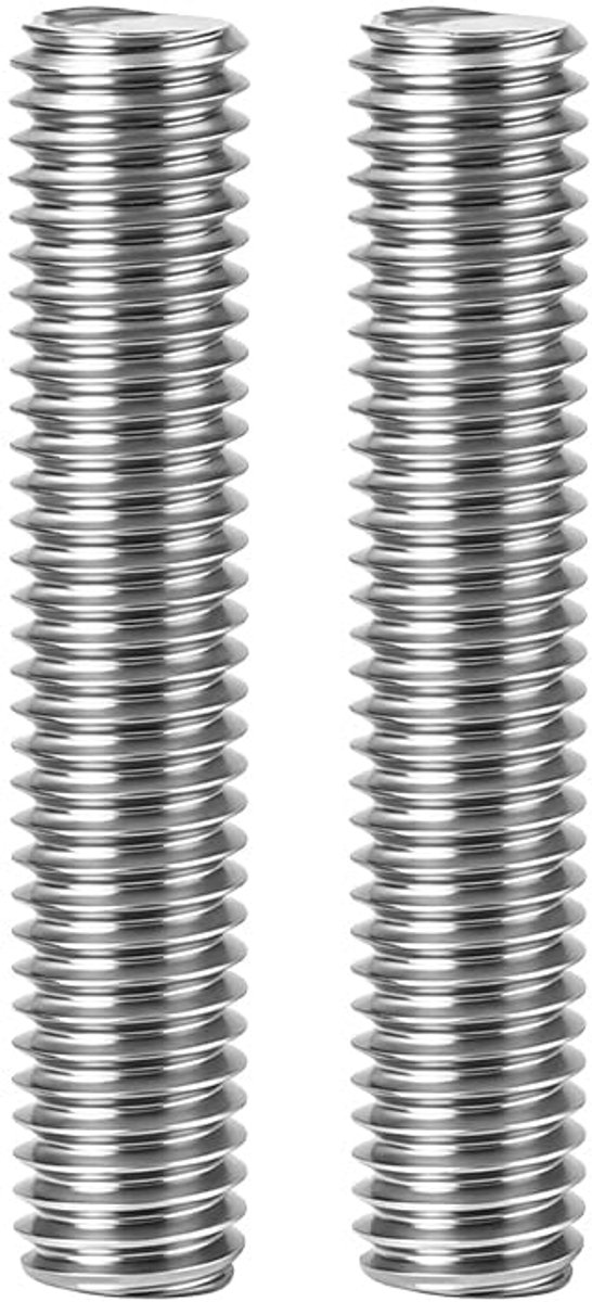 M10 x 100 mm, roestvrij staal 304 (M10 x 150) | 2 rechte schroefdraadstangen voor ankers, klemmen, ophangen, U, corrosiebestendig, ideaal voor bouw/machines.