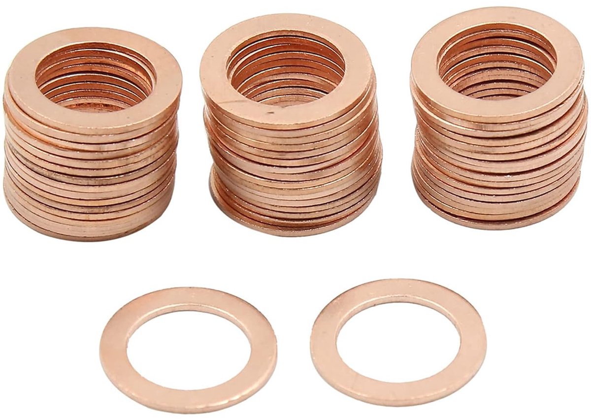 sourcing map 50 stuks 14 mm binnendiameter, koperen sluitring, motorafdichting voor auto