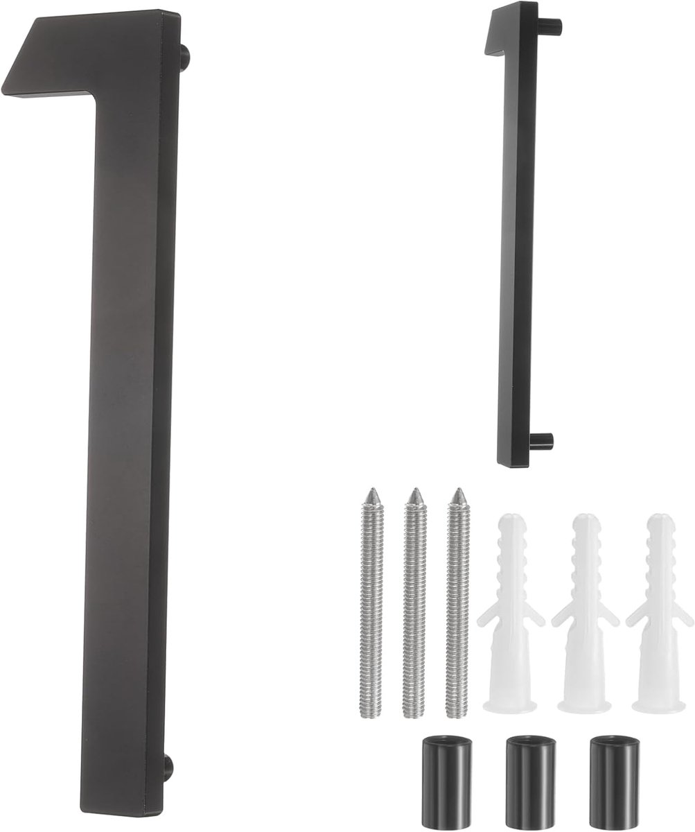 Huisnummers, 7 inch (17,8 cm), modern adresnummer van stevig aluminium, voor buiten, met nagelset, voor huis, straat, kantoor, brievenbus, signaal (nummer 1, zwart)