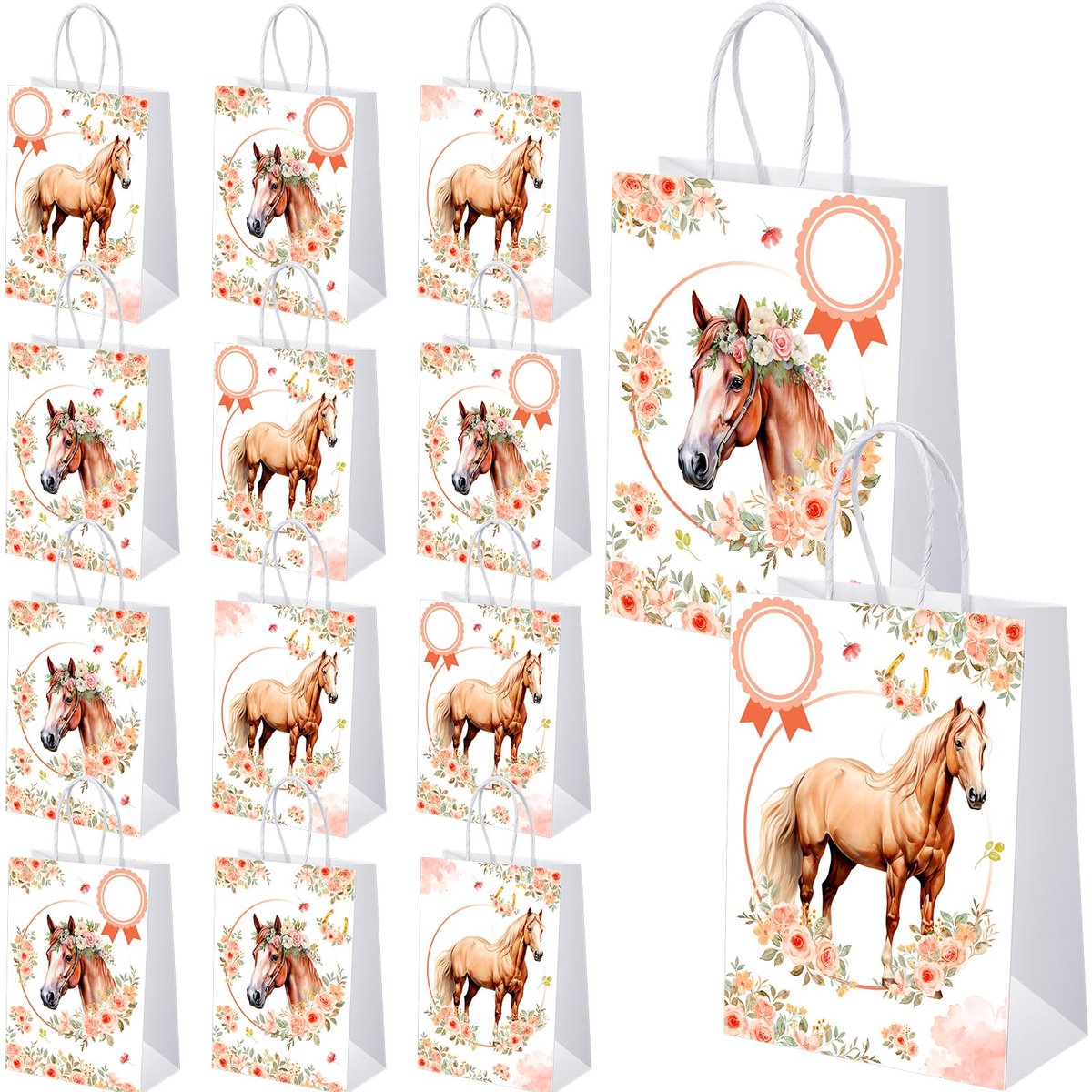 Papieren zakken 10 stuks - 21 x 15 x 8 cm - wit - perfect voor cadeautasjes - SnelShoppen