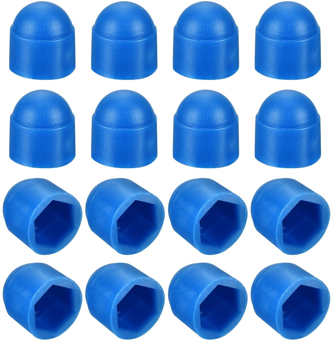 Afdekking zeskantmoer, M6, blauw, kunststof koepelmoer, beschermafdekking, bouten voor zeskantschroeven, bouten, 50 stuks