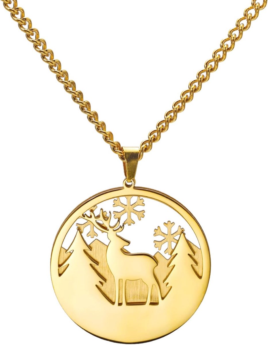 kkjoy Dier Ketting Rvs Dier in Bos Hanger Ketting Kerst Sieraden Geschenken Voor Mannen Vrouwen