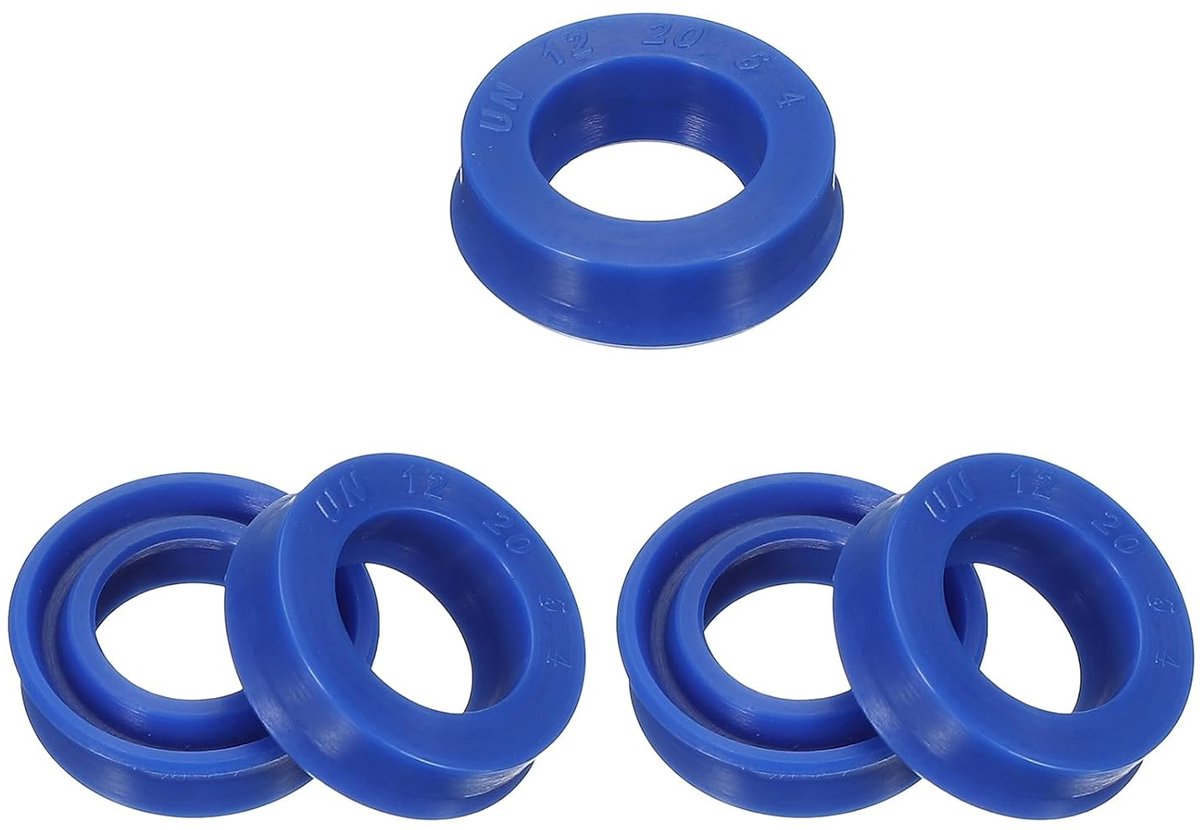 Radiale asafdichting 12 mm ID x 20 mm Od x 6 mm breedte, 5 stuks PU afdichting voor industriële lagers pompen zuiger cilindercilindercilinders, blauw