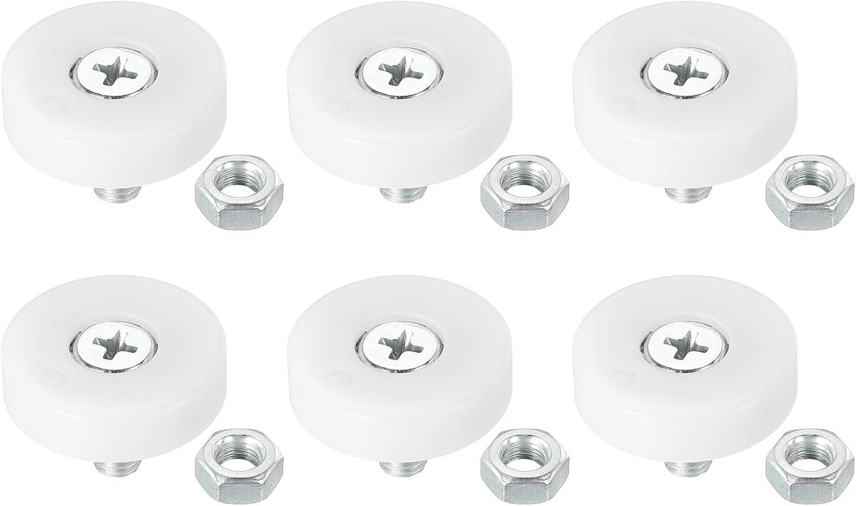 25mm Laderollen, 6-pack Kunststof Ladekatrol Vervangende Wielen Lager Kleine Katrol met Moeren
