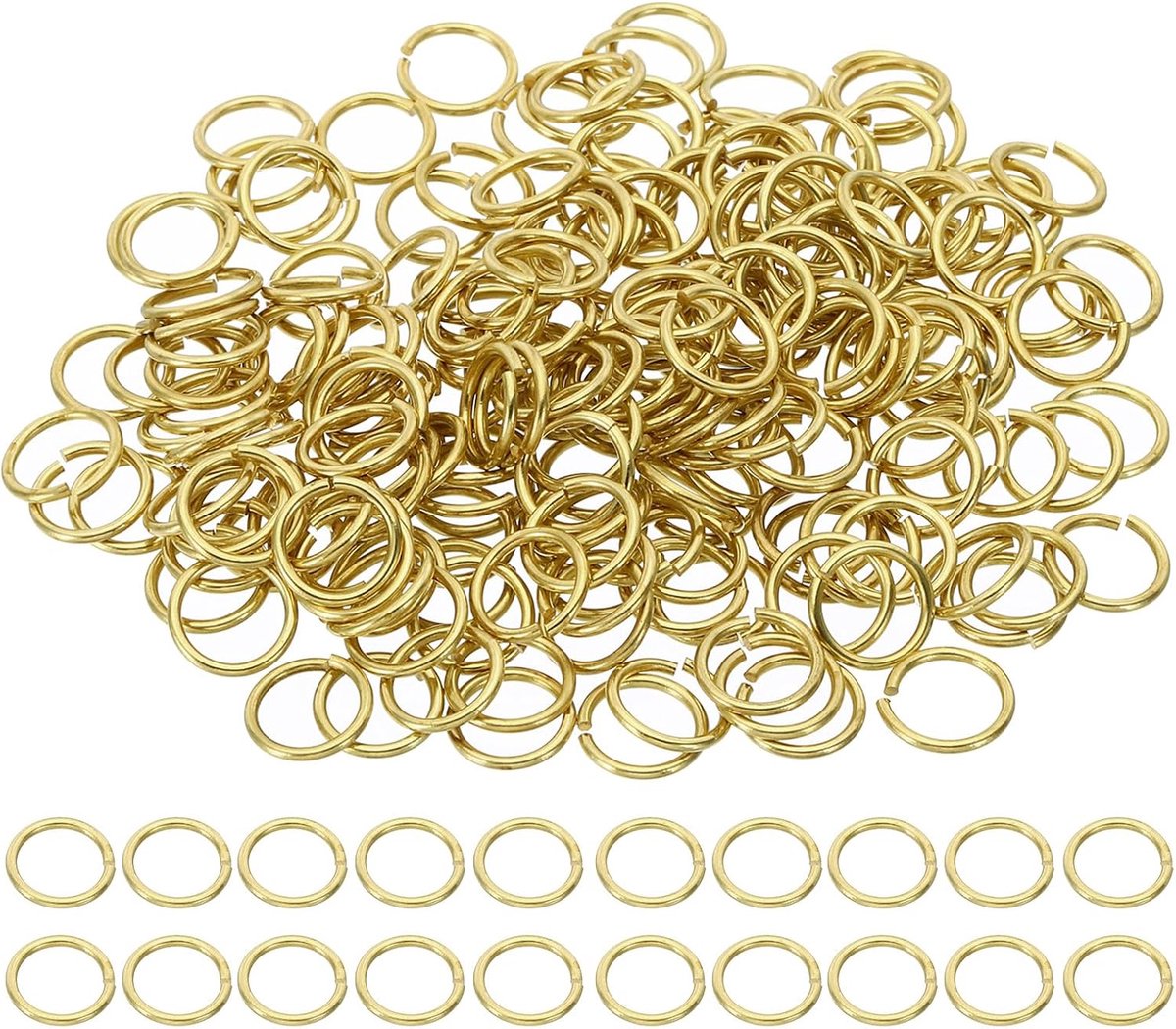 10 mm open springringen, 200 stuks massief koperen ronde ring bedellussen connectoren voor sieraden maken kristallen slinger kettingen oorbellen sleutelhangers ambachtelijke doe-het-zelf,