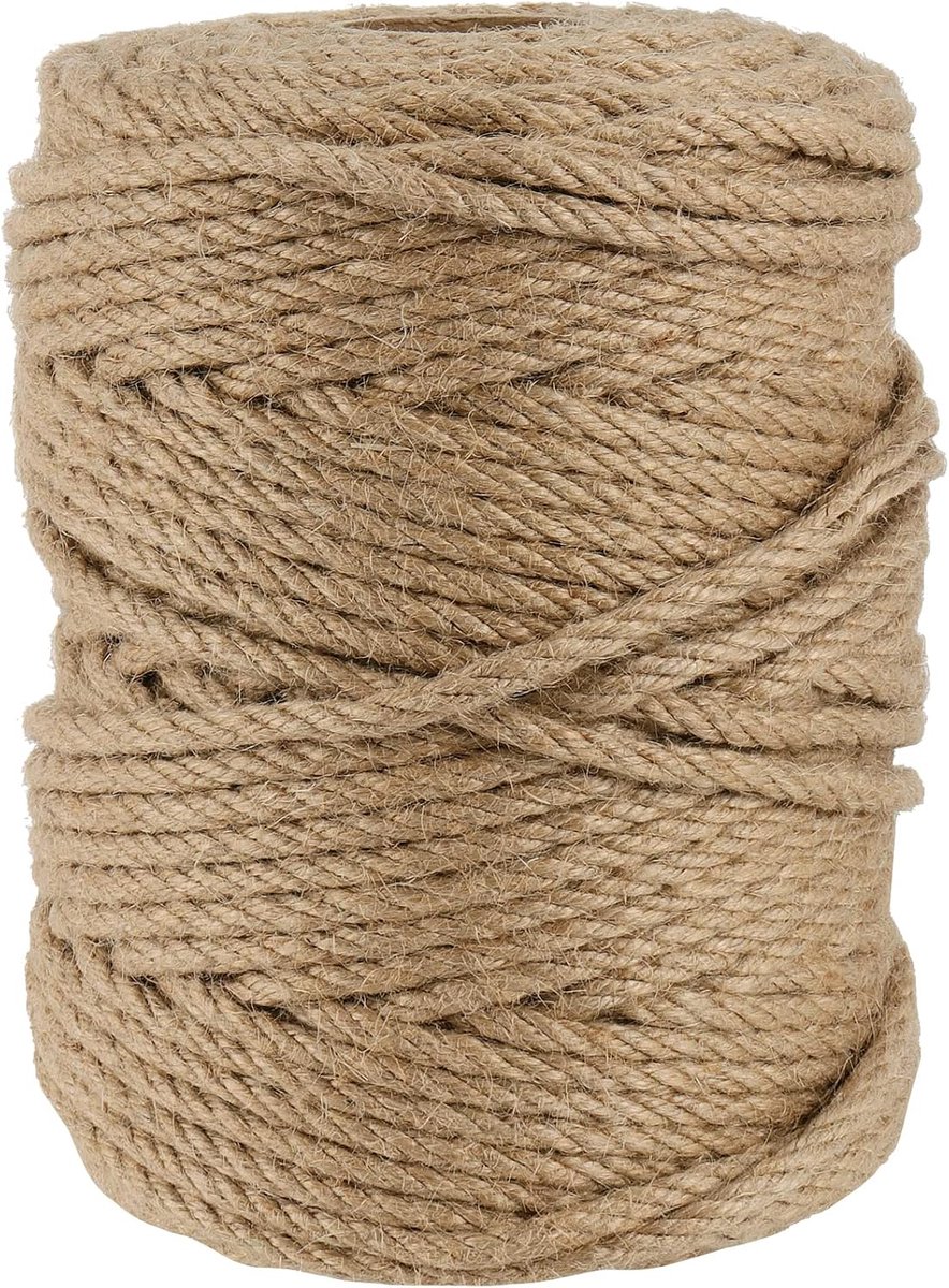 150 m lang jute koord, 5 mm, gevlochten touw, bruin voor knutselen, tuin, doe-het-zelf, plantenbinding, decoratie