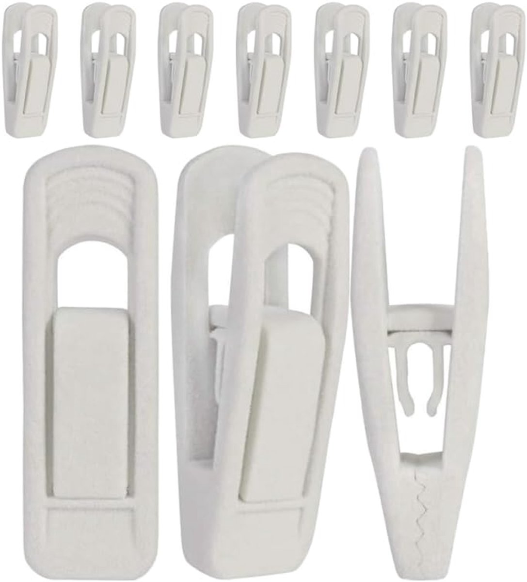 Kleerhangerclips, gevlokt, 10 stuks, fluwelen clips, broekbeugelclip, rokbeugelclips, antislip, voor kledingkast, organisatie en huishouden