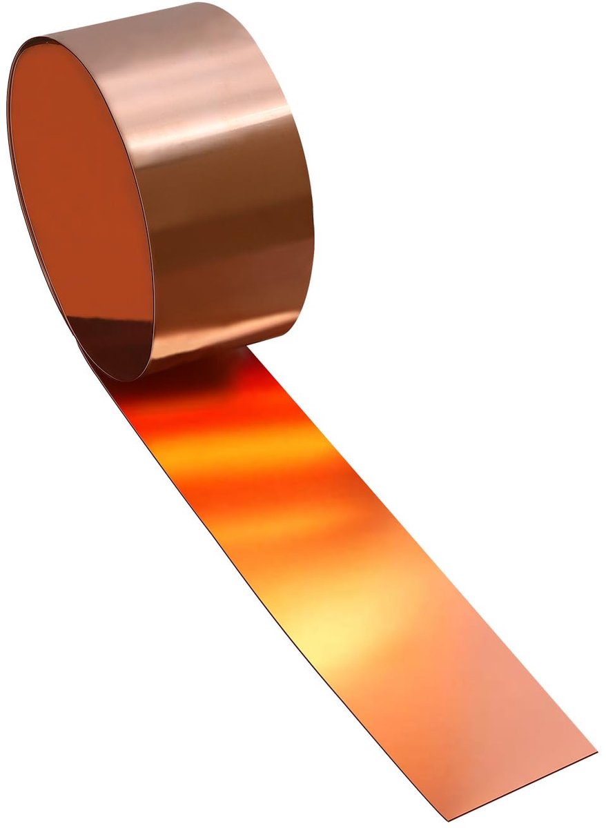 Koperfolie, koperplaat, 1000 x 50 x 0,1 mm, geschikt voor verschillende reparatie- en doe-het-zelfprojecten thuis