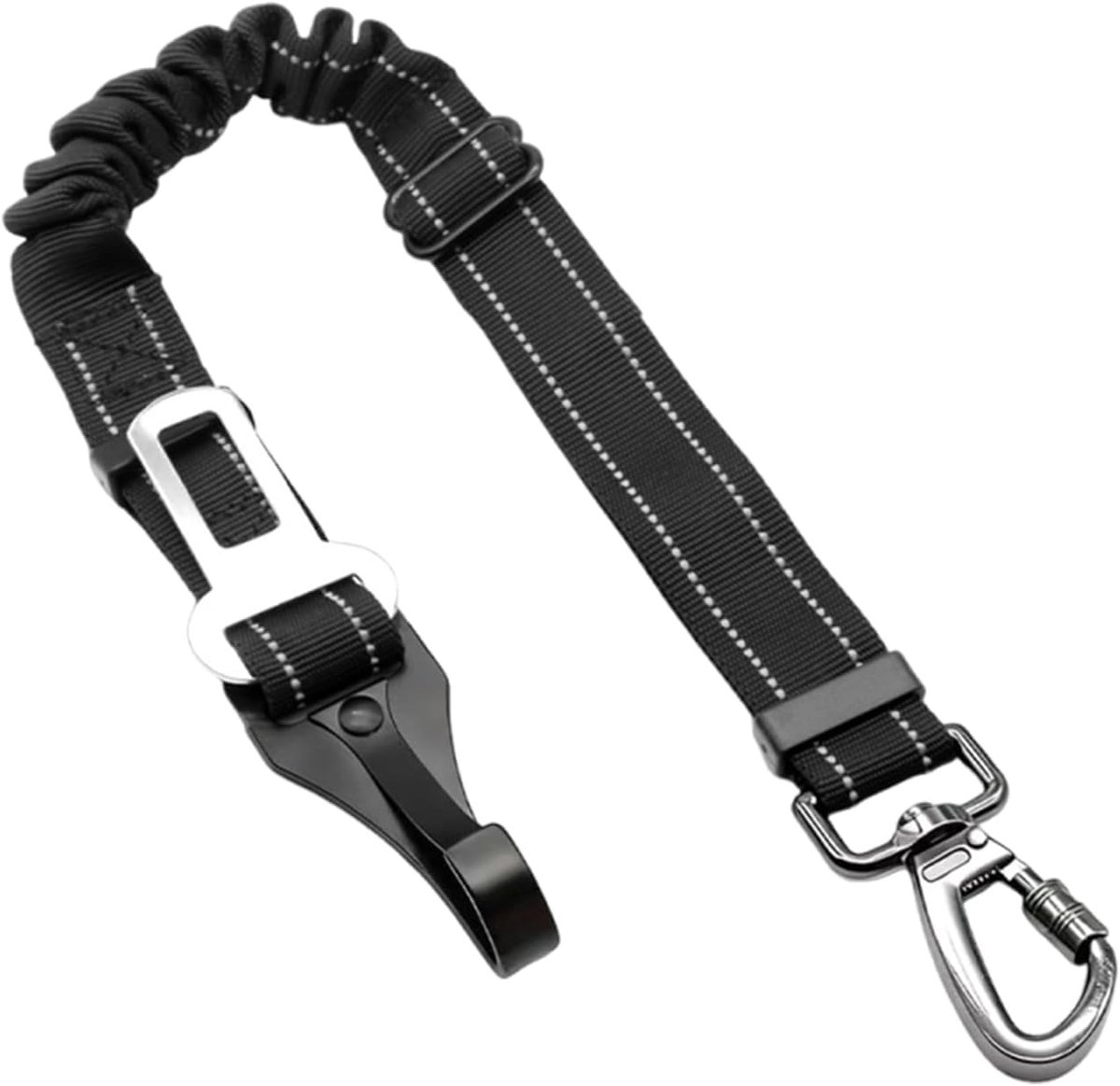 Veilige harnaslijn, 52-62 cm, autoveiligheidsriem, anti-ontsnappingsgordel, verstelbare voertuigclip, voor puppyreizen, dagelijkse wandelingen, autorijden