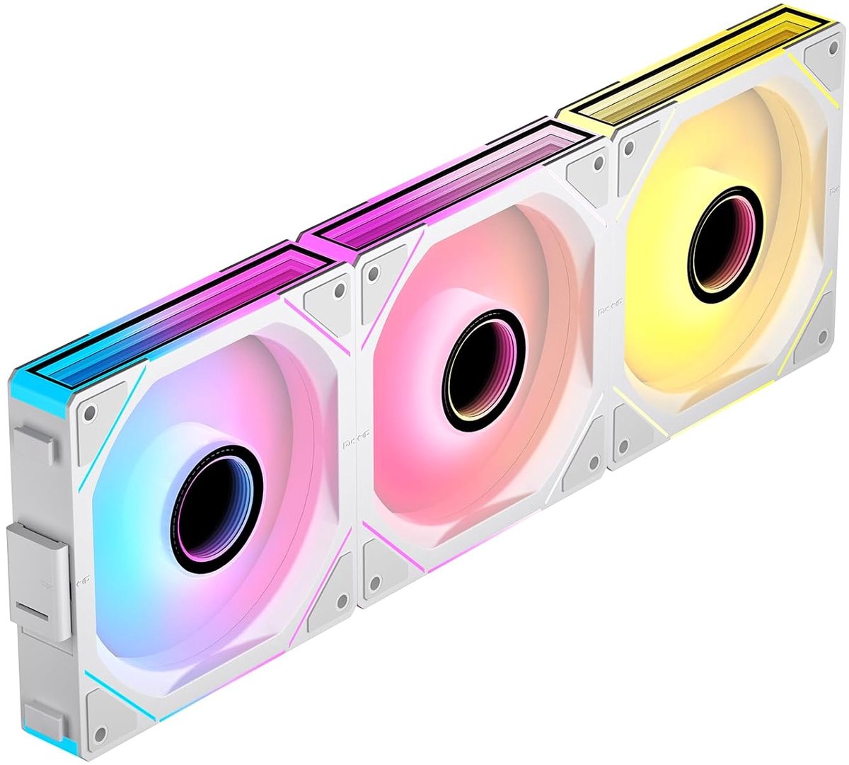 Ventilator, RGB, reversed flow, universeel, infinity-ventilator, 120 mm, ARGB-ventilator, 3-pack, daisy chain, pc-ventilator, wit