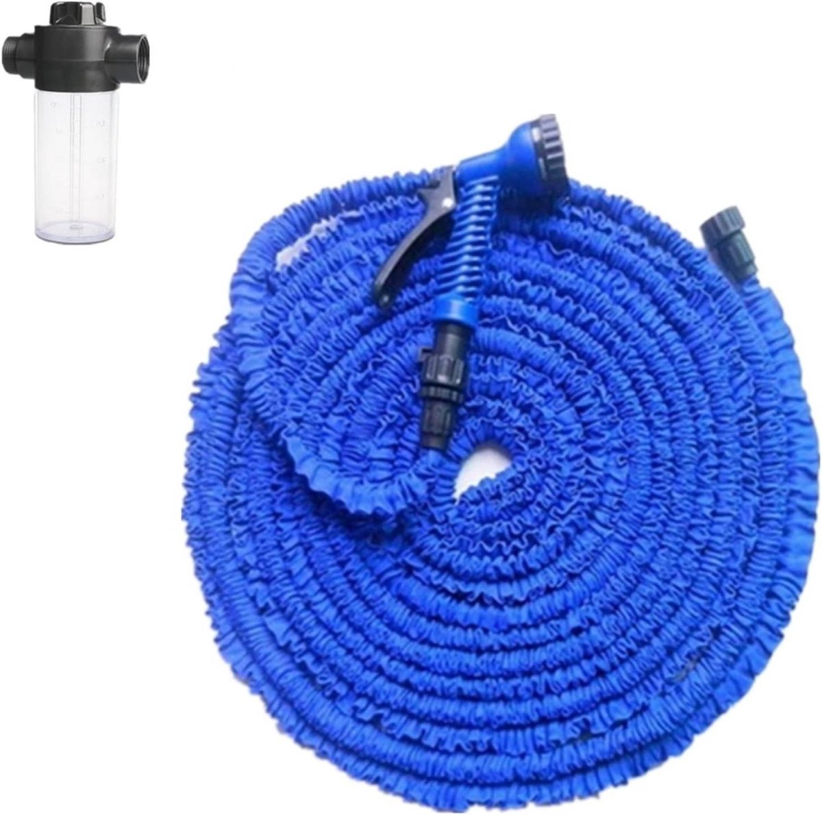 Tuinslang Flexibel - Intrekbare Slang Uitrekbare Tuinslang - Tuin Besproeien - Klitvrij en Lekvrij - Tot 60 Meter - Blauw/Groen