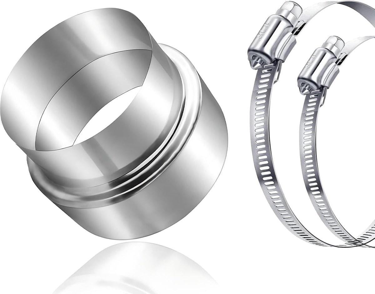 Chimney pipe reducer 100mm naar 90mm - roestvrij staal - met 2 slangklemmen - ideaal voor aansluiting verwarming - SnelShoppen