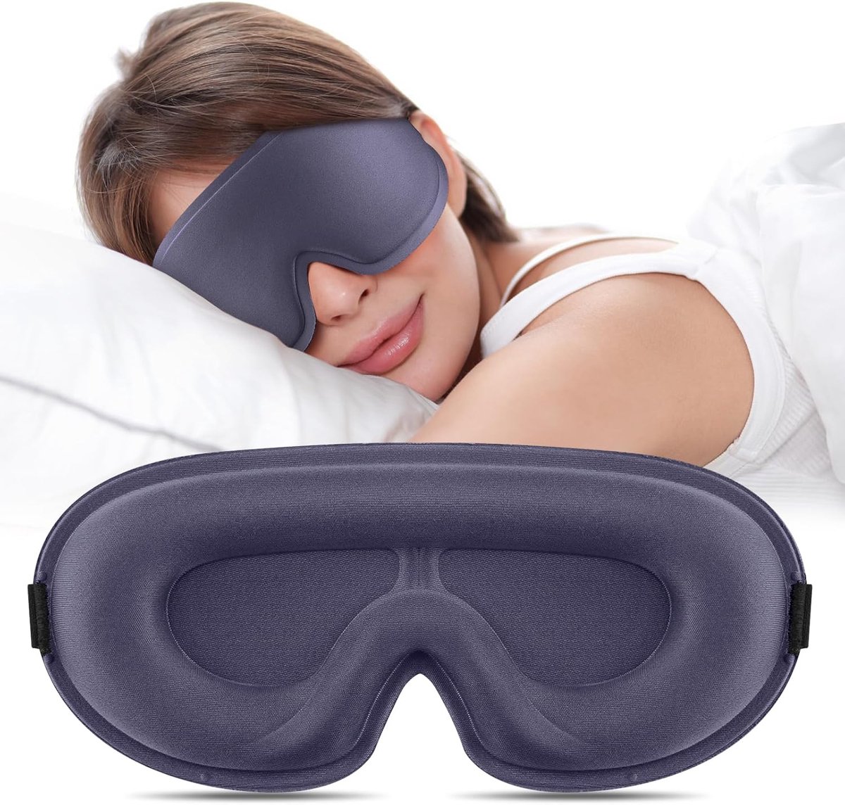 Slaapmasker 3D - Verstelbaar elastiek - Lichtblokkerend - Ideaal voor zijslapers - SnelShoppen