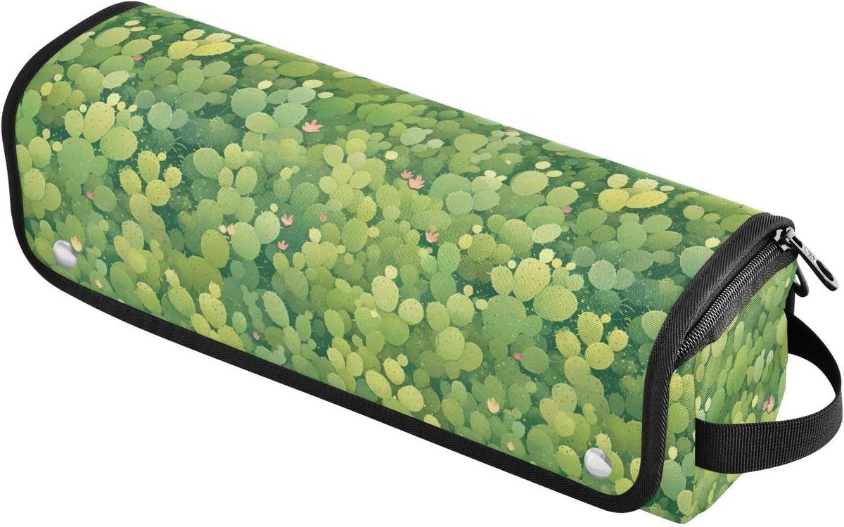 Reistas Haargereedschap - Opbergtas Krultang - Reizen Organiseren - Hittebestendig Materiaal - 14.6"x 3.9" - Groene cactus