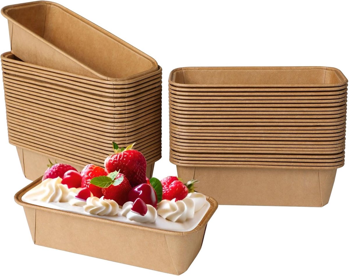 Papieren bakvormen 50 stuks - 15,5 x 5,4 x 5,4 cm - bruin - ideaal voor gebak en desserts - SnelShoppen