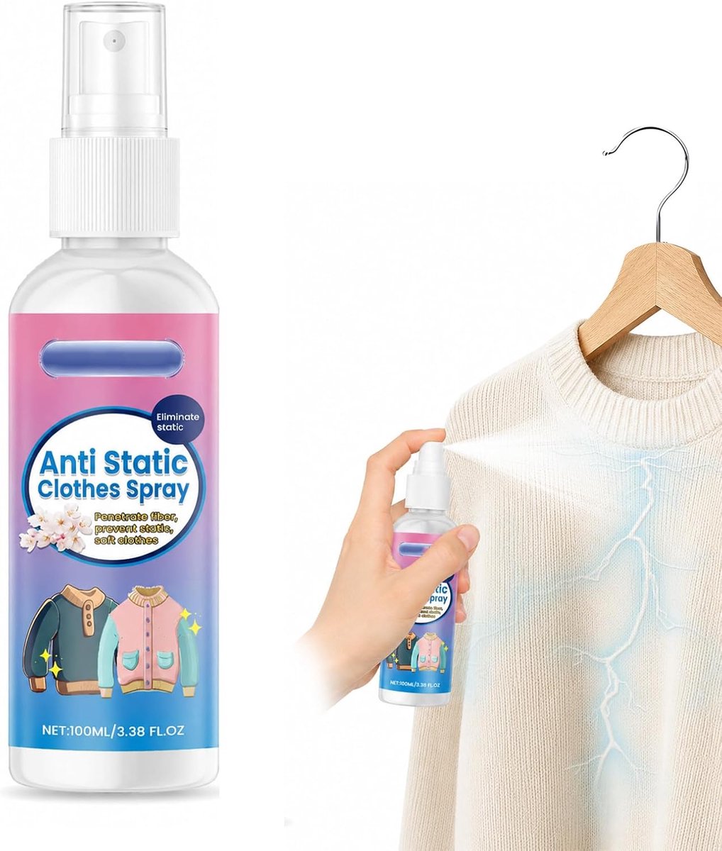 Antistatische spray 100 ml - elimineert statische elektriciteit - ideaal voor kleding en autostoelen - SnelShoppen