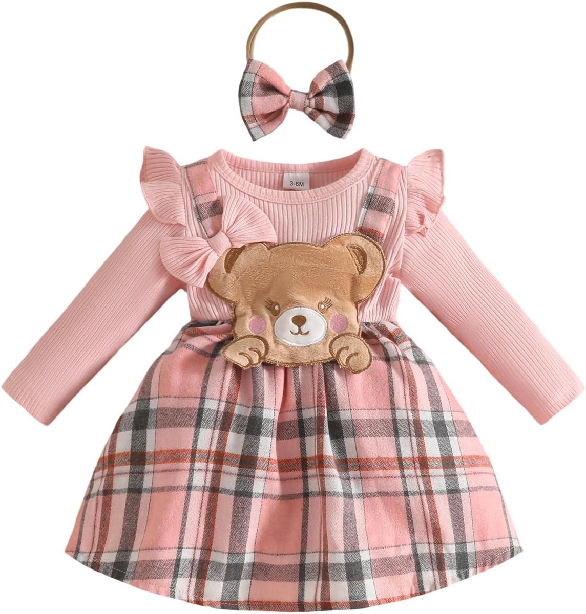 Baby kledingset - 2-delig - geruit - lange mouwen voor herfst en winter - SnelShoppen
