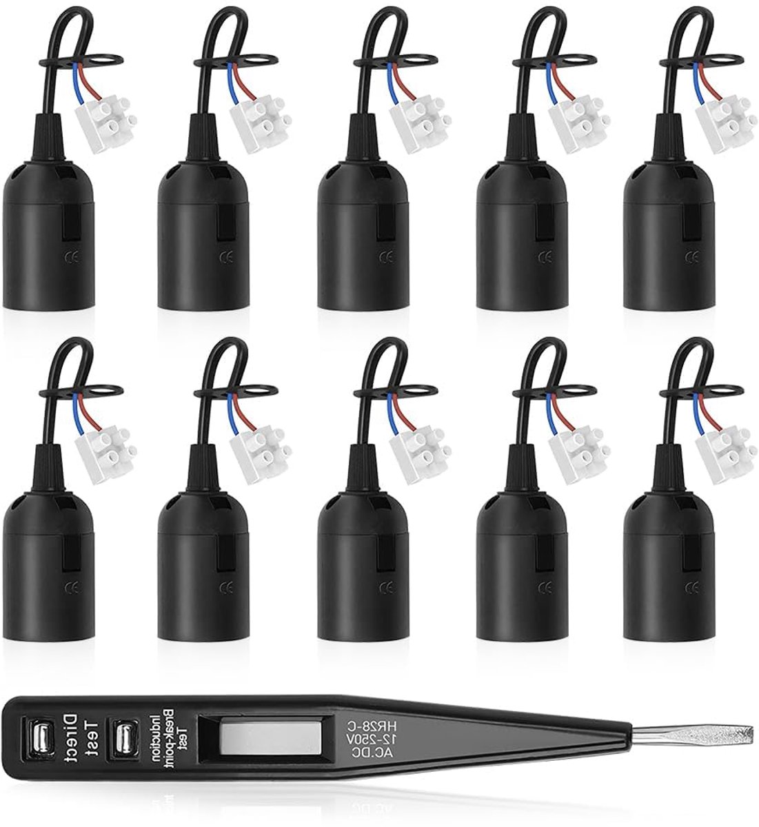 E27 vervangingsfitting 10-pack - renovatiefitting met kabel - maximaal 60W - veilige installatie - SnelShoppen