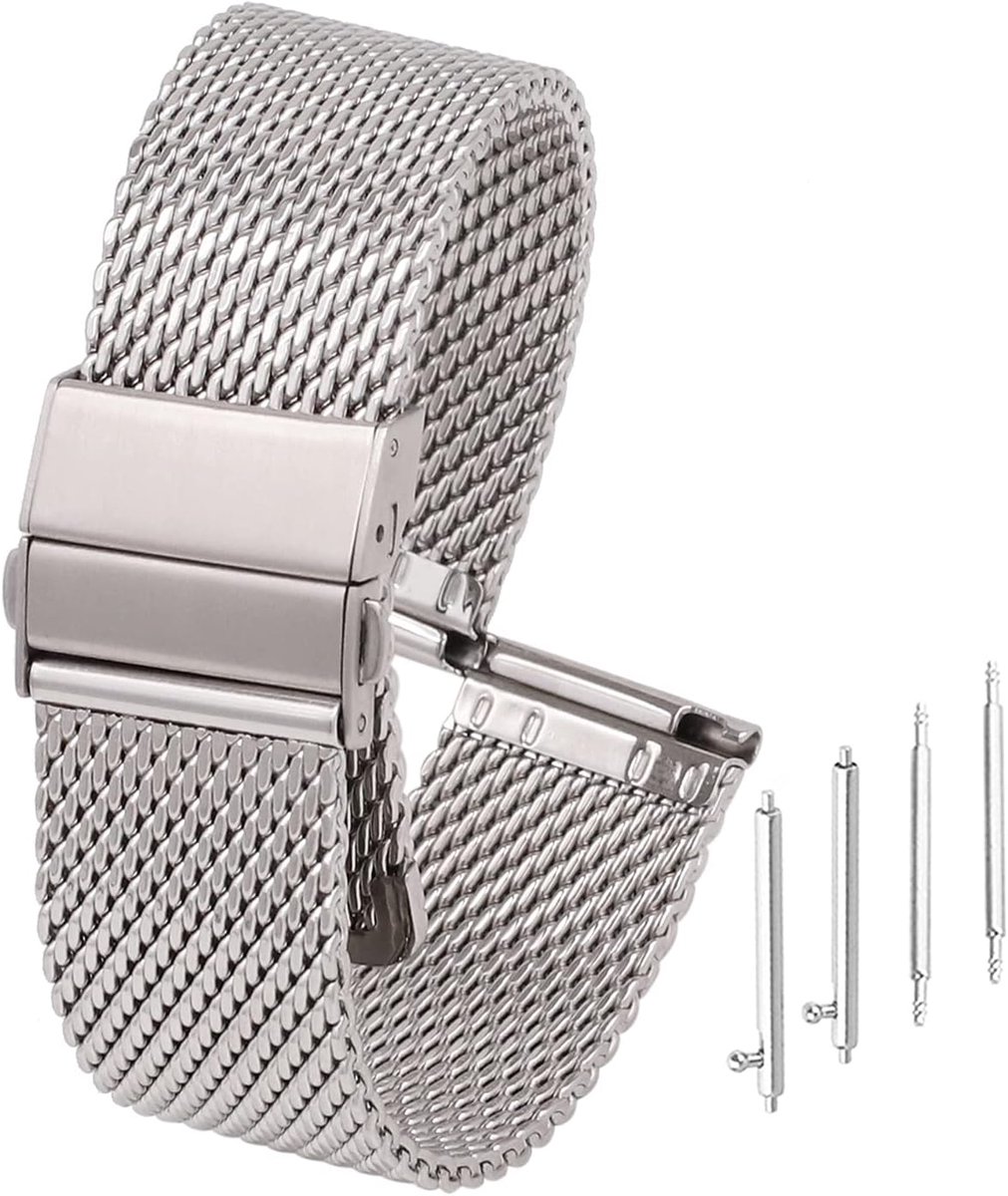 Horlogeband 22 mm, 20 mm, 18 mm - Verstelbare metalen band - Vouwsluiting met drievoudige veiligheid - SnelShoppen