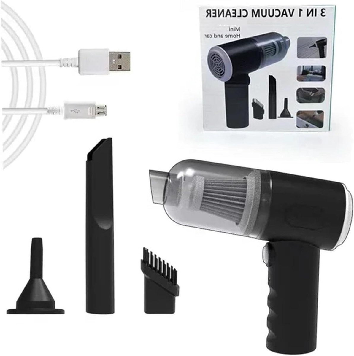 Draagbare Kruimeldief - Mini Stofzuiger - Auto en Huis - Draadloos USB Opladen - 500 Gram - A