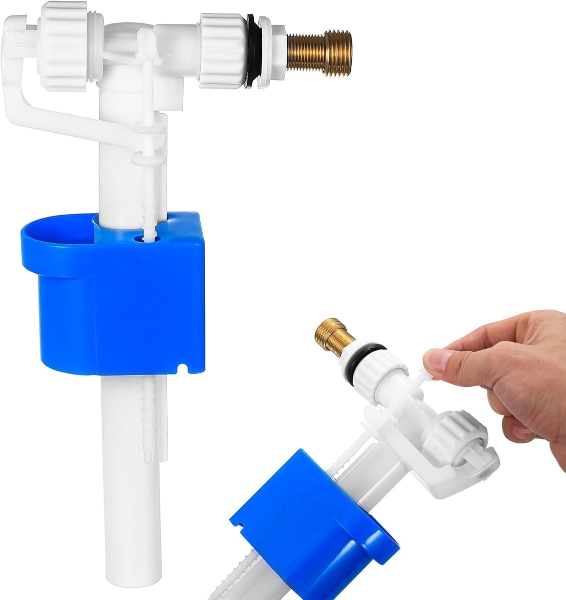 Vlotterkraan WC, WC-spoelkraan in messing G3/8" en G1/2", universele vulkranen voor spoelbak (blauw)