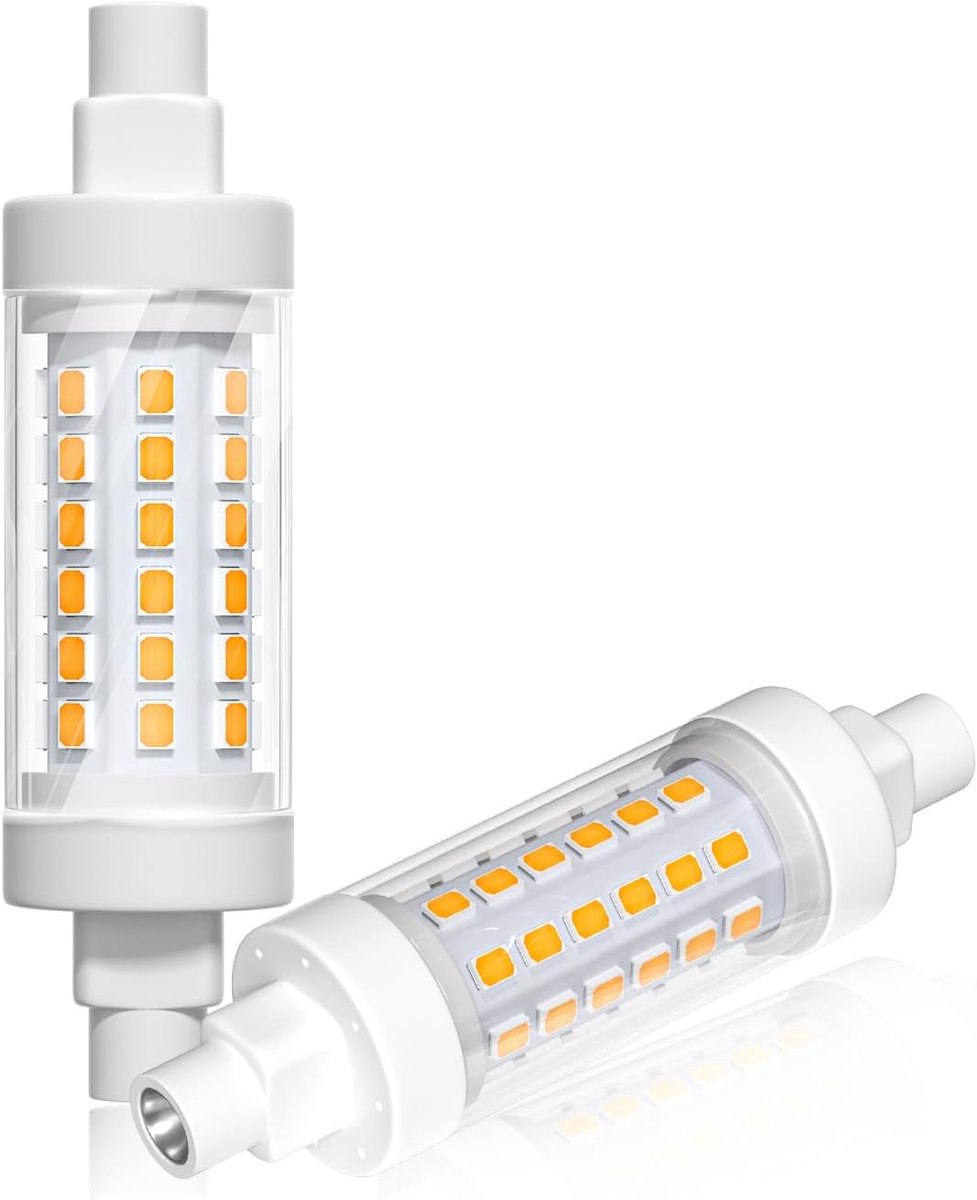 10W R7s LED-lamp 78mm dimbaar, warm wit 3000K, equivalent aan 100W R7s J78 lineaire halogeenlamp, 660 lm, R7S J-type dubbele fitting voor werk, tuinverlichting, staande lampen, 2-pack