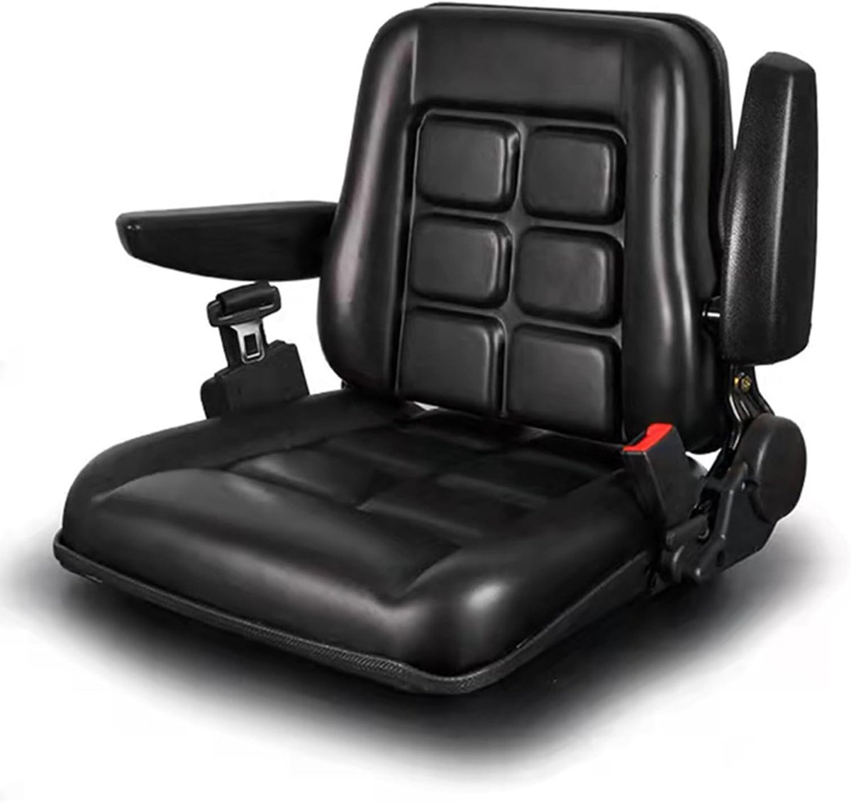 Verstelbare heftruck stoel met veiligheidsgordel en arm- en rugleuning, waterdichte pvc-maaierstoel, voor tractor graafmachines, vorkheftrucks en skid loader