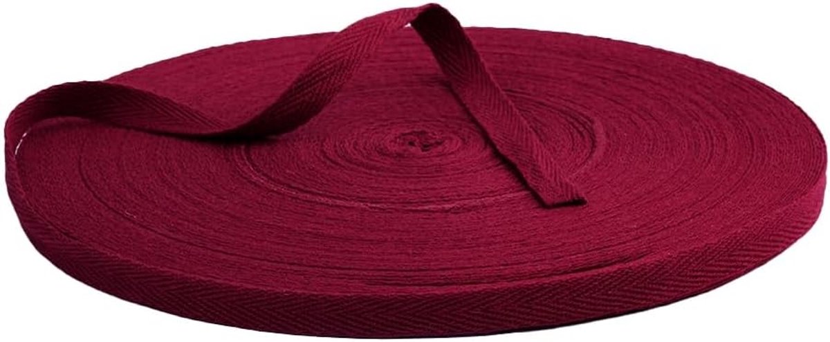 riem twill 100% katoen riem 20 m Herringbone Tape Ribbon Cotton Twill Tape Ribbon katoen biasband naadband katoenen band decoband voor doe-het-zelf handwerk wijnrood 10MM