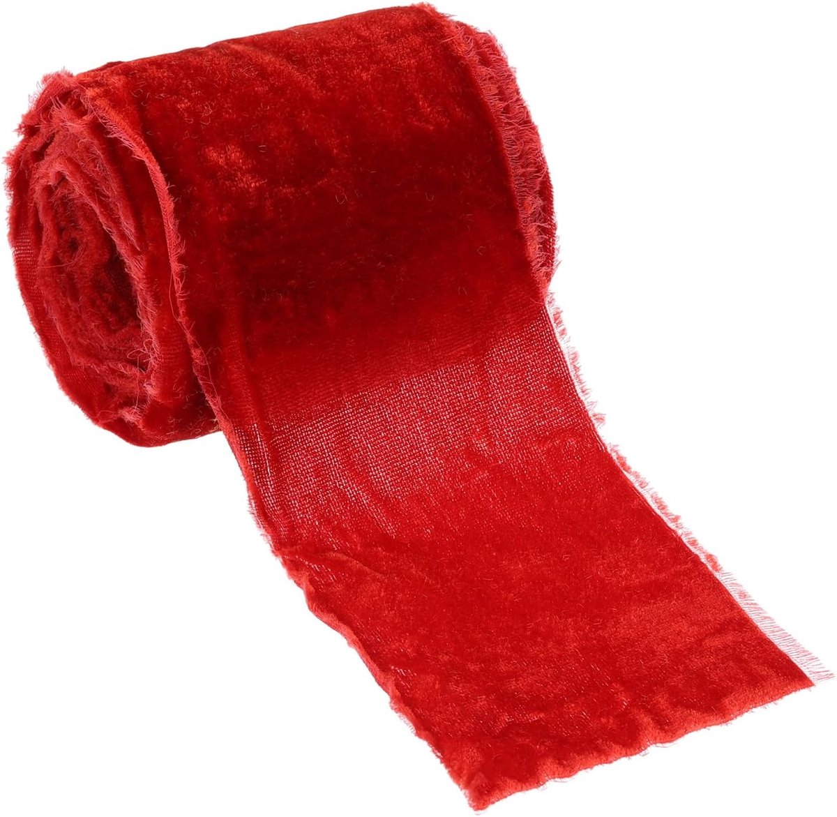 Rood fluwelen lint, 7,6 cm x 2,7 m gerafeld fluwelen lint voor cadeauverpakking, fluwelen stof voor kransen, bloemenboeketten, strikken, bruiloftsdecoratie