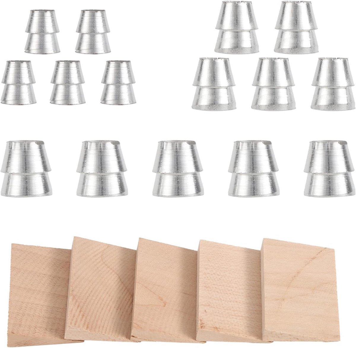 Reparatieset met 40 Houten en Stalen Wiggen voor Hamerstelen | Bevat 10 Houten en 30 Stalen Wiggen voor Het Repareren van Hamer Bijl Hakbijl Mokerstelen Duurzame Gereedschapsonderhoudsset