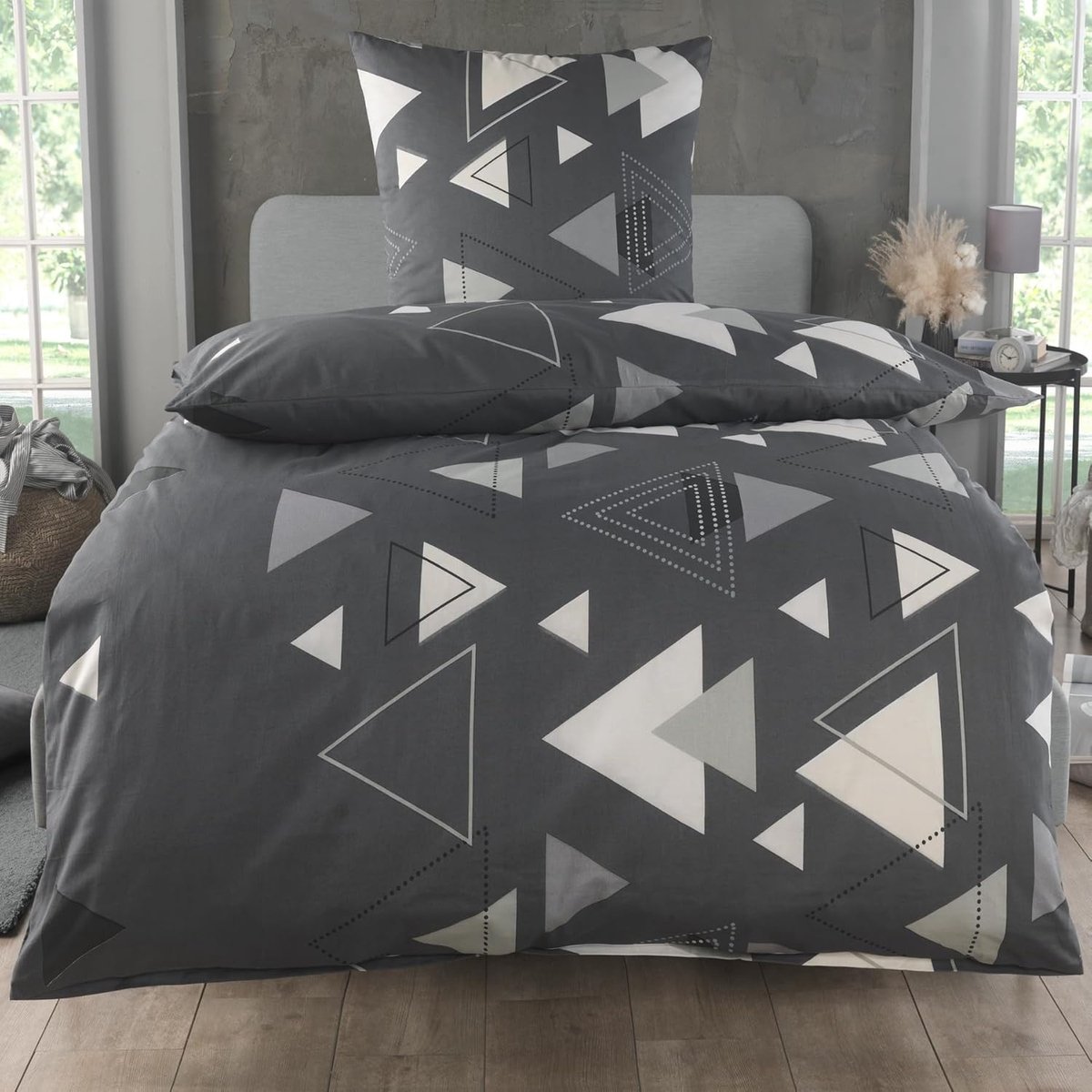 Beddengoed 135 x 200 cm, katoenen sets, dekbedovertrek 135 x 200 cm, kussensloop 80 x 80 cm, renforcé, Oeko-Tex beddengoed met ritssluiting