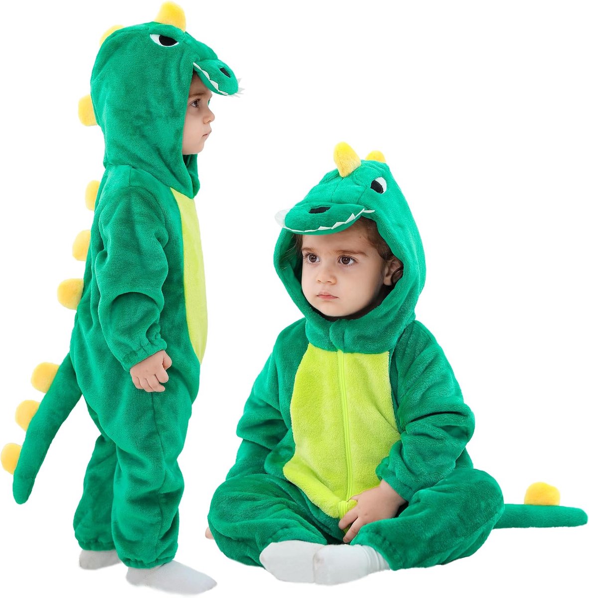 Baby Dinosaur Dragon Hooded Romper, Flanellen jumpsuit voor kinderen, carnavalskostuum voor peuters