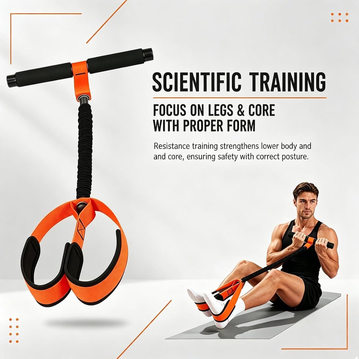 Buiktrainer voor thuis, weerstandsband met handgreep voor buikspiertraining, pedaalweerstandsapparaat, trainingsapparaat ter versterking van de rompspieren voor buik, taille, armen en benen
