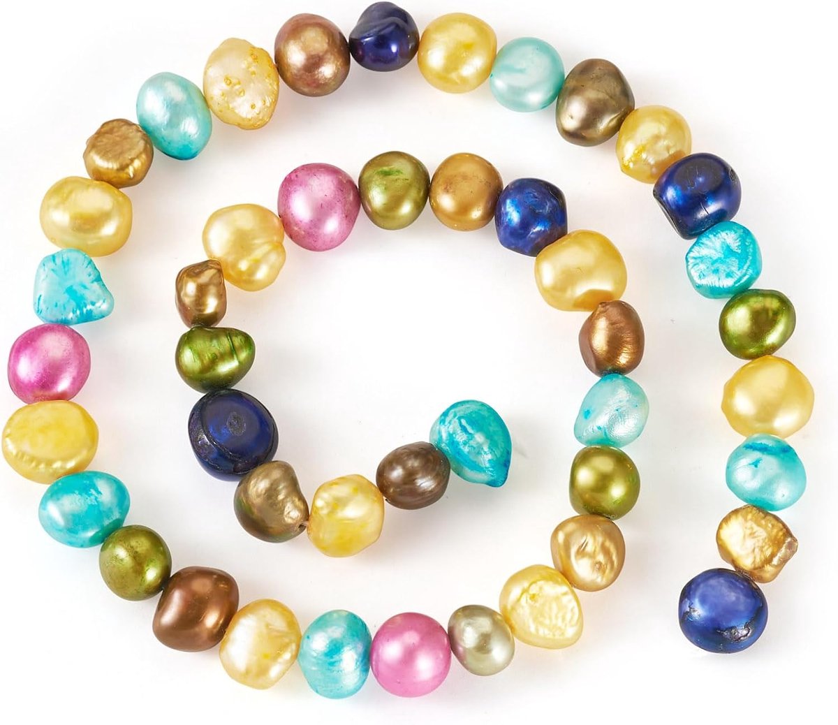 Natuurlijke zoetwaterparels, kleurrijk, barokke aardappelvorm, zoetwaterparels voor het maken van kettingen, armbanden, sieraden, gat van 0,8 mm, 1 streng