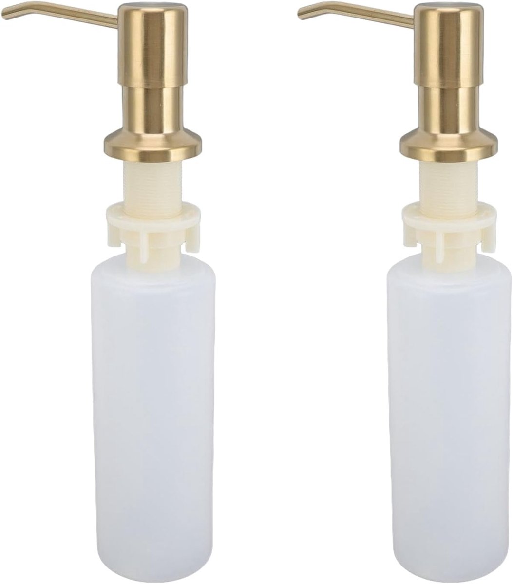 Zeepdispenser, 300ml Ingebouwde Zeepdispenser voor Keukengootsteen, Vloeibare Zeep Flessen voor Keukengootsteen (2 stuks Goud)