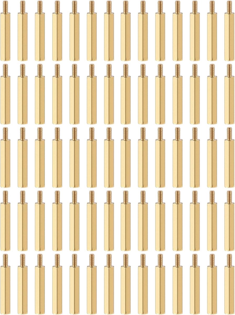 80 stuks M2.5 afstandschroeven, messing Hex PCB afstandhouders, houden hoogte consistent, geweldig voor moederbord (gouden toon, 25mm+6mm)