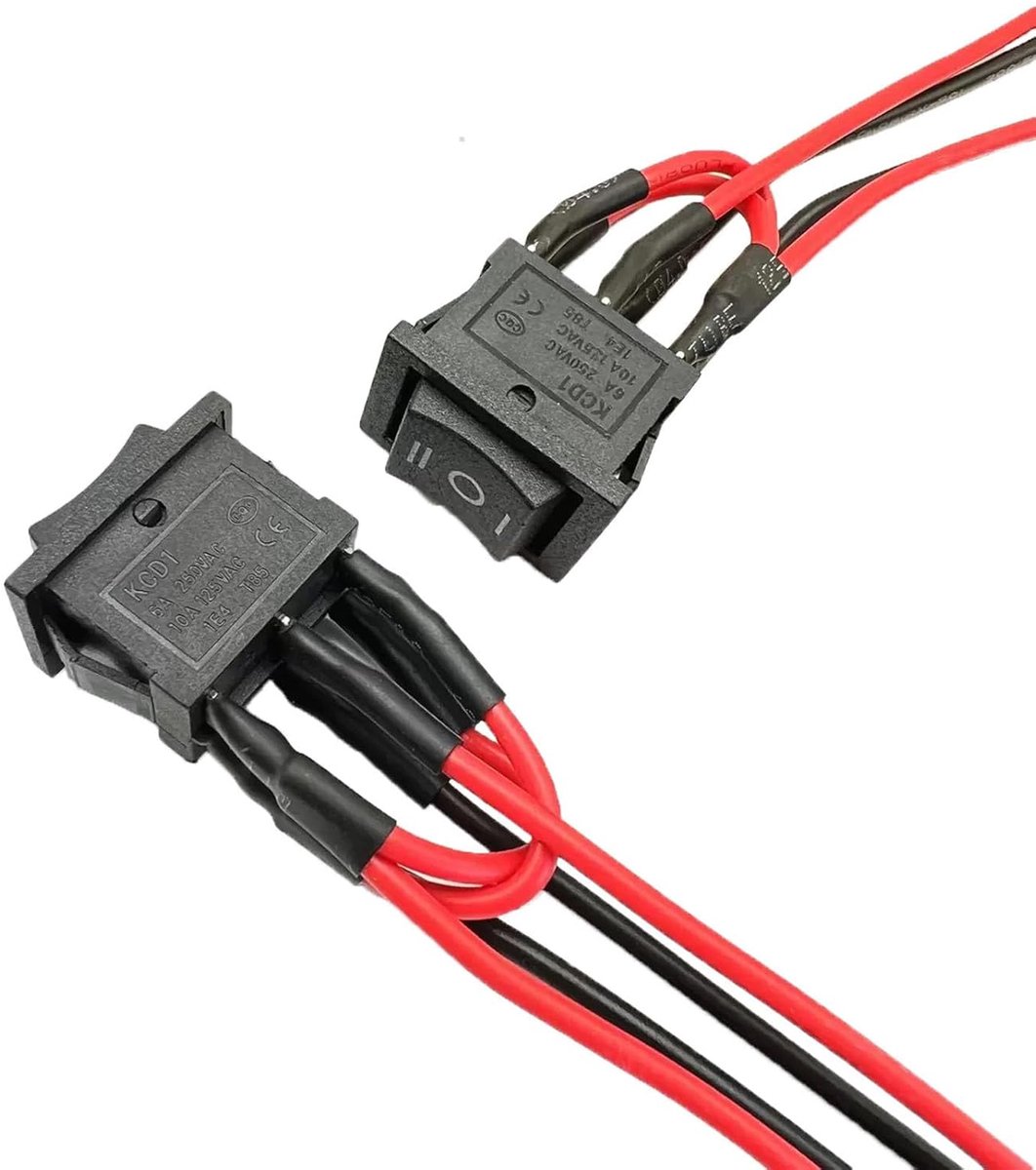 2 stuks DPDT wipschakelaar, 6-polig polariteitswisselingschakelaar met 21 cm kabel - waterdichte ON-OFF-ON schakelaar voor camper, boot, auto AC 6 A/250 V 10 A/125 V