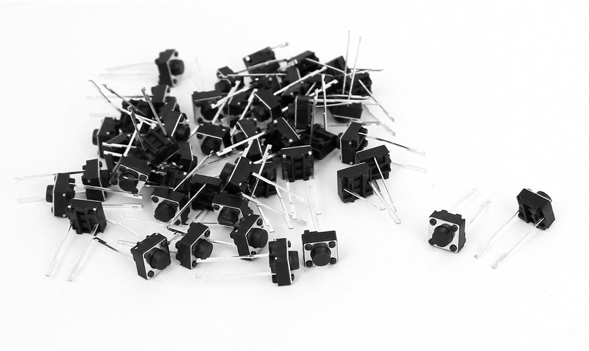 sourcingmap 50 Stks DIP 2 Pin Momentary Drukknop Tactiele Tact Schakelaars 6x6x5mm